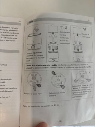 Esterilizador/calientabiberon/mantenedortemperatur