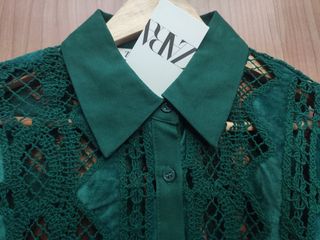 Camisa Zara talla M encaje y terciopelo