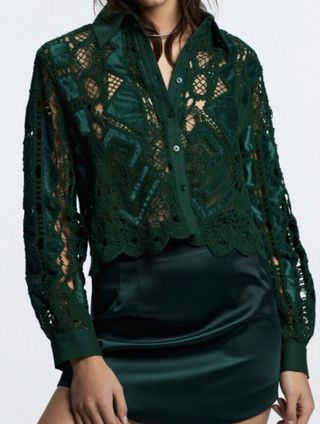 Camisa Zara talla M encaje y terciopelo