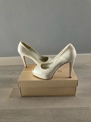 Zapatos novia nácar blanco