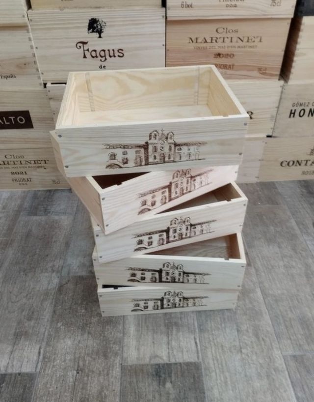Pack 5 cajas de vino de madera expositores