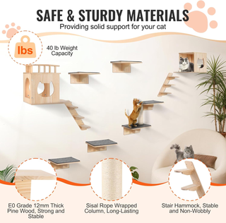 Mensole da Parete per Gatti Set da 9, Posatoi Mont