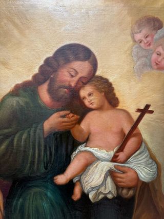 Precioso San José con Niño de gran tamaño.