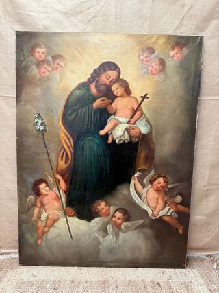 Precioso San José con Niño de gran tamaño.