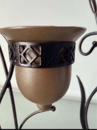 Due portacandele ferro battuto e campana in vetro