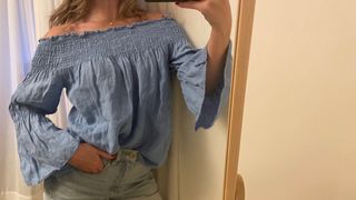 Blusa palabra de honor talla M azul