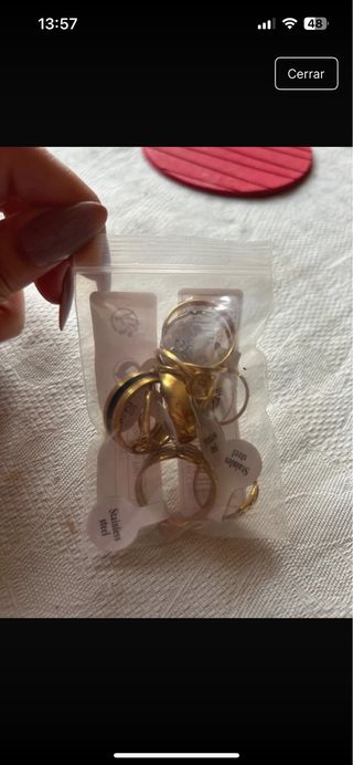 bolsa sorpresa anillos dorados acero inoxidable