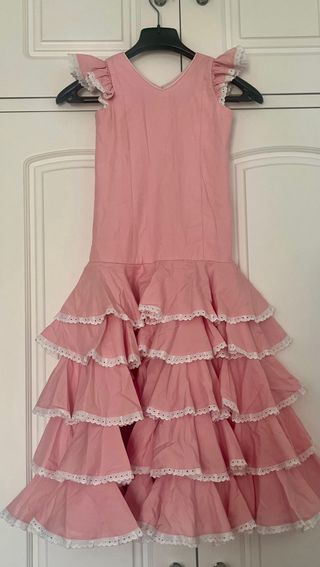 Traje flamenca rosa bebé niña