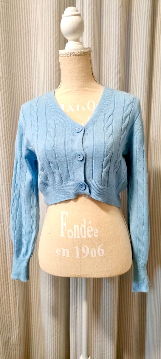 Cardigan crop azzurro