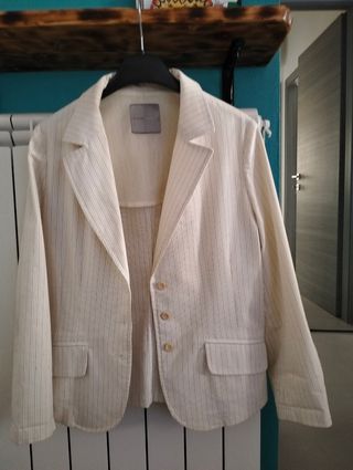 Blazer bianco a righe verticali