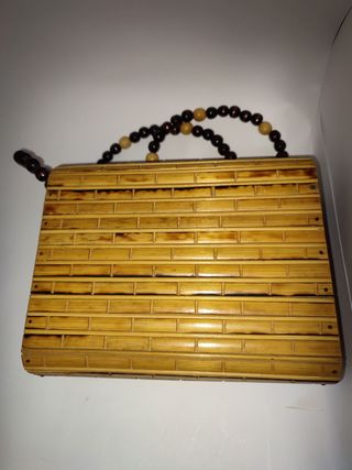 Bolso vintage 80's bambú hecho a mano