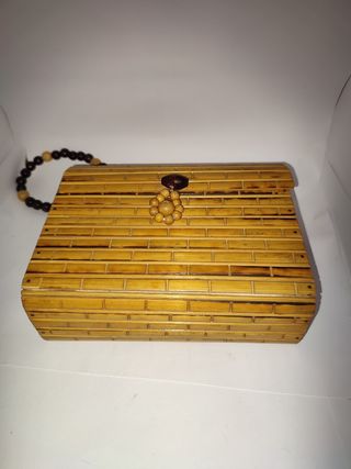 Bolso vintage 80's bambú hecho a mano