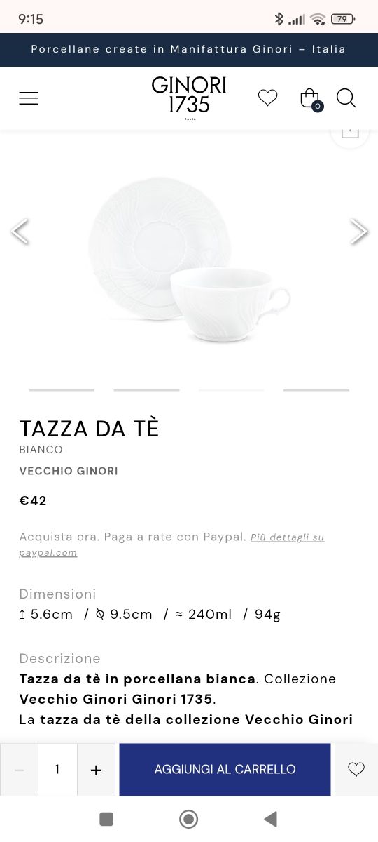 Servizio di 12 tazze da tè Richard Ginori.