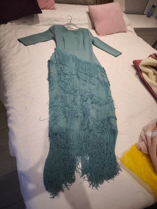 Vestido turquesa fleco
