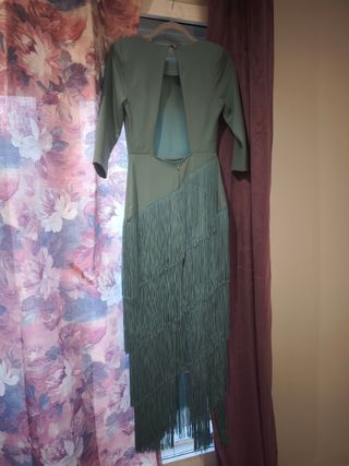 Vestido turquesa fleco