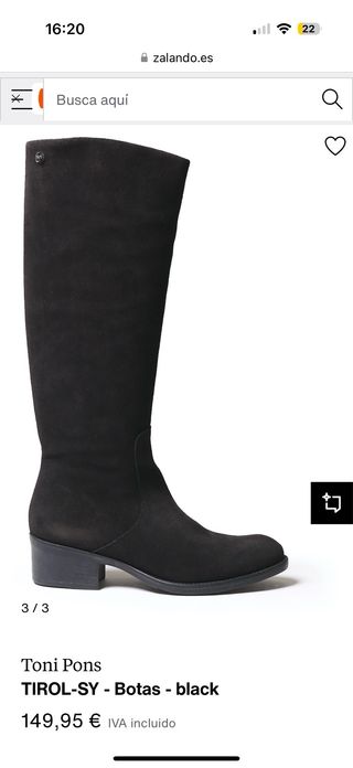 Bota alta negra mujer cuero serraje