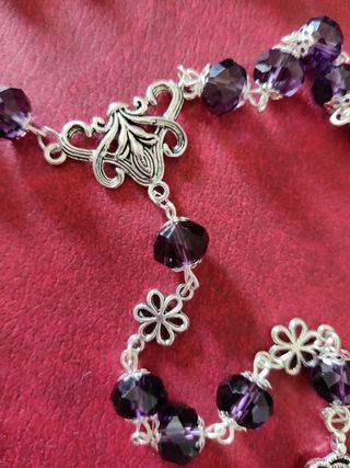 Rosario virgen amatista plateado 