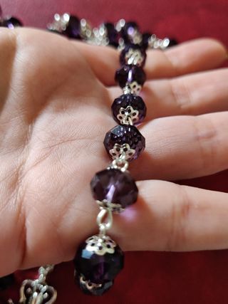 Rosario virgen amatista plateado 