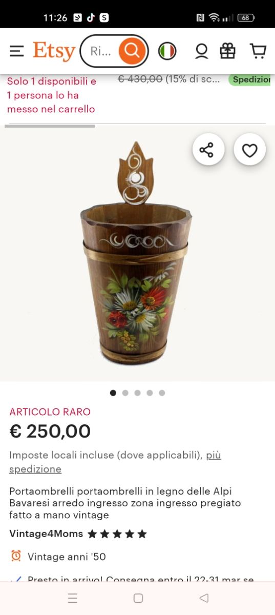 Porta ombrelli tirolese.Fatto a mano vintage