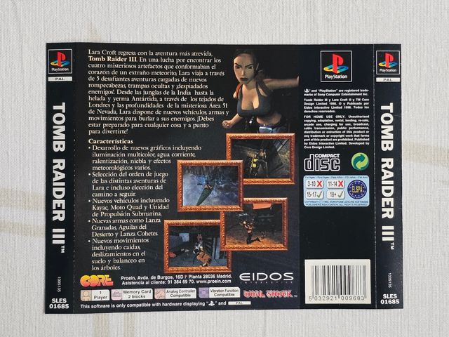 Tomb Raider III: Contraportada PS1