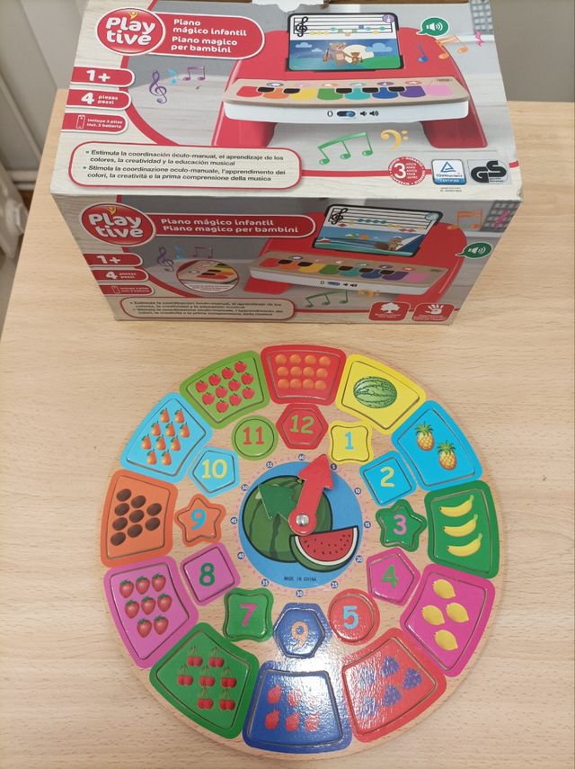 Piano Playtive + Reloj piezas madera