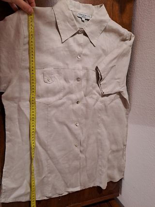 Camicia vintage lino donna L misure all'interno