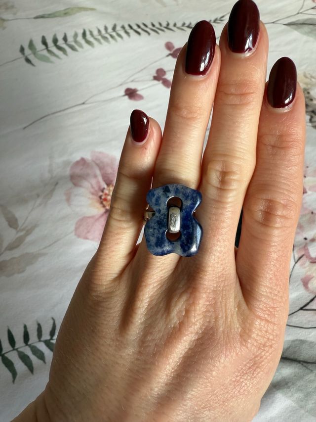 Anillo Tous de plata con piedra azul