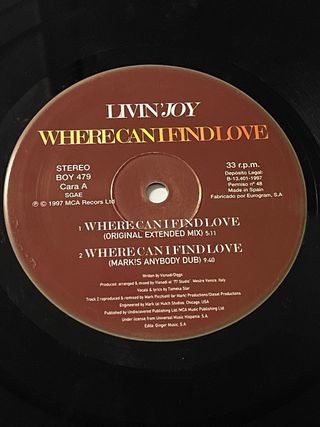Vinilo Livin’Joy Where can i find love