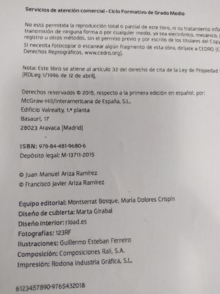 Libro Servicios de atención comercial