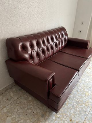 Sofá Cama Clasico Polipiel Burdeos