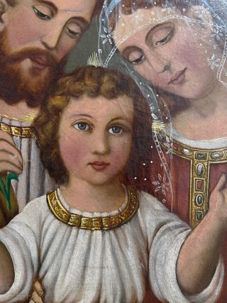 La Sagrada Familia pintada sobre óleo.