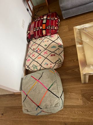 3 pouf in lana marocchina