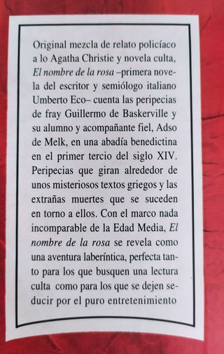 El nombre de la rosa (Narrativa Actual)