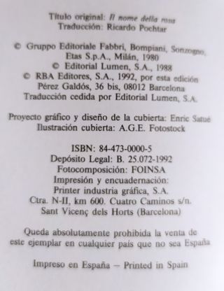 El nombre de la rosa (Narrativa Actual)