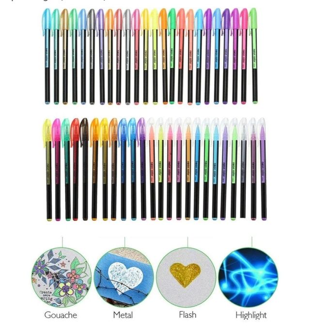 60 pezzi Neon, metallizzate, glitter,...