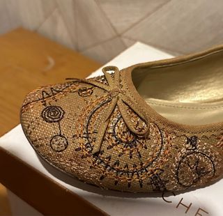 Ballerine in tessuto con tacco