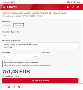 Hilti broca 125mm sds máx 
