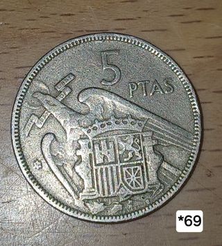 Moneda 5 pesetas 1957 *69