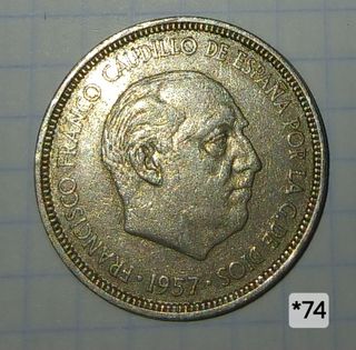 Moneda 5 pesetas 1957 *74