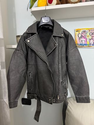 Giubotto in pelle grigio donna