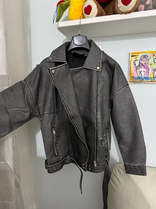 Giubotto in pelle grigio donna