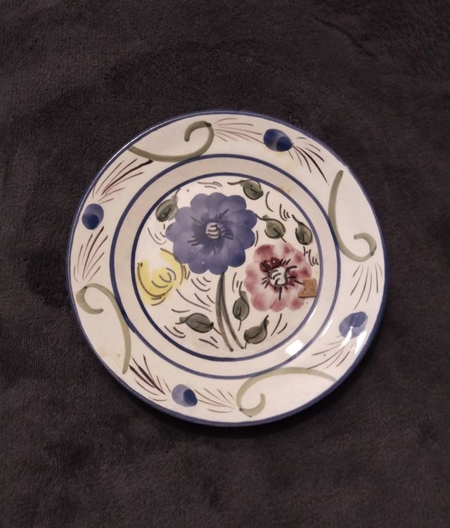 Plato cerámica vintage pintado a mano