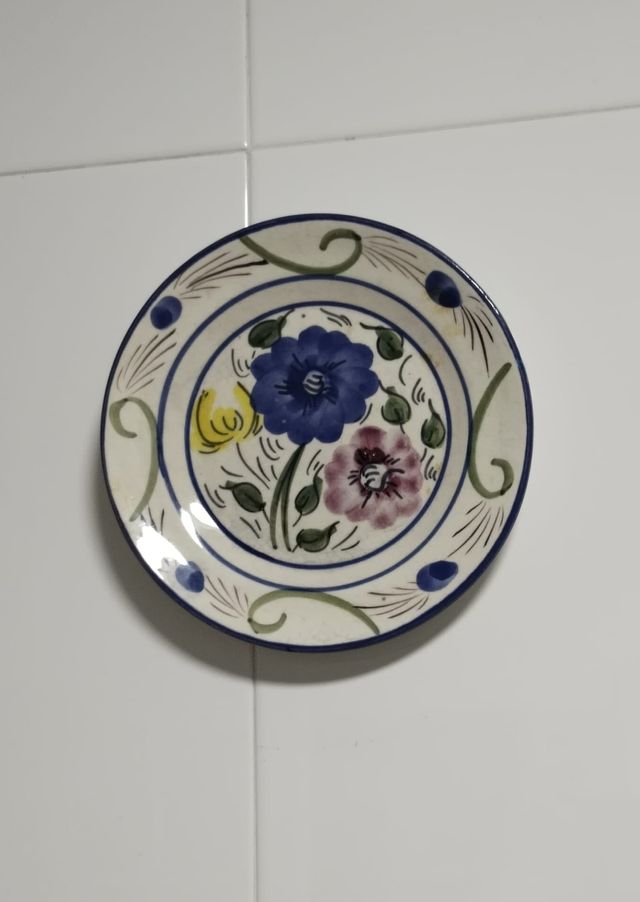 Plato cerámica vintage pintado a mano