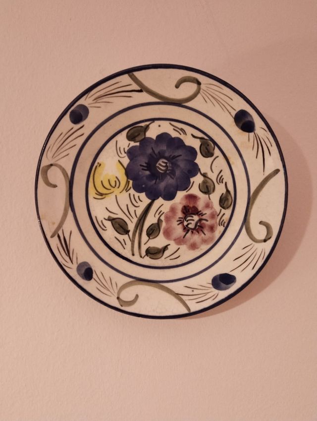 Plato cerámica vintage pintado a mano