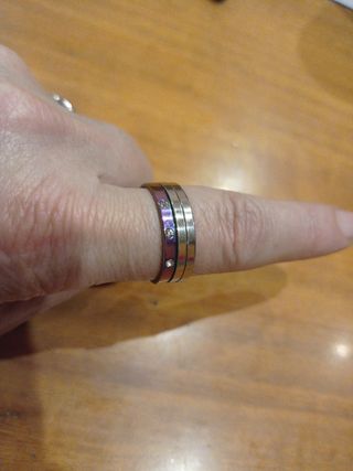 Anillo nuevo 3 aros unisex, talla 22