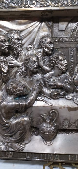 Cuadro en  cobre y plata. Ultima cena