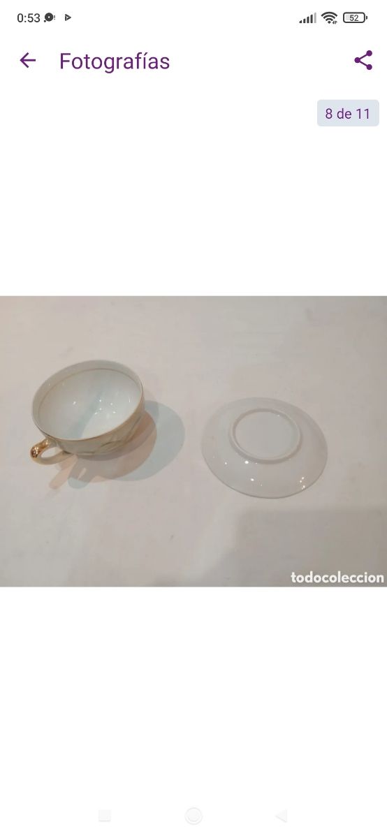 Antigua taza de porcelana fina reflejos