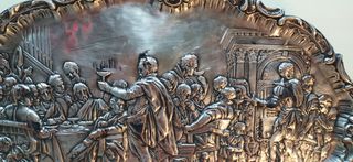 Antiguo cuadro repujado en  plata