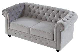 Sofá 2 plazas ChesterfieldTerciopelo Gris Claro