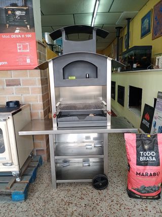 Acciaio inox, moderna griglia con cassetto e griglia